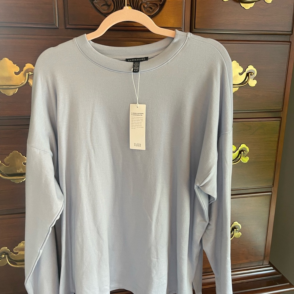 Eileen Fisher Soft Blue Crew Neck Top